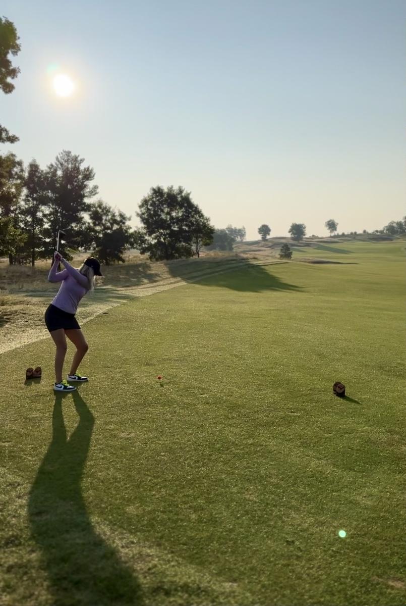 Briana Helt, CPA - takes a swing on a golf course and discusses how her golf swing is an analogy for company core values
