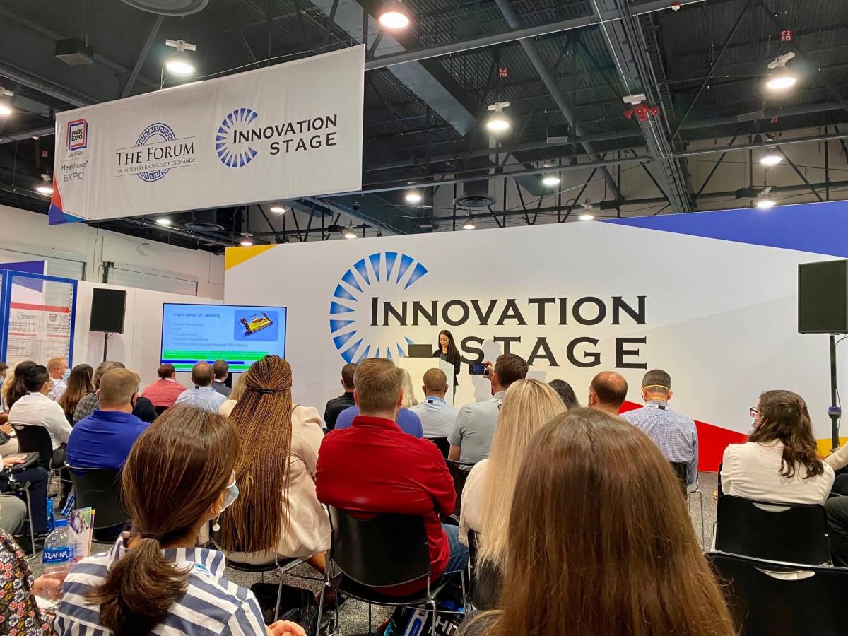 Lisa Barrieau at the Innovation Stage at Pack Expo 2021