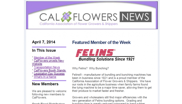 California Flower Growers and Shippers Newsletter
